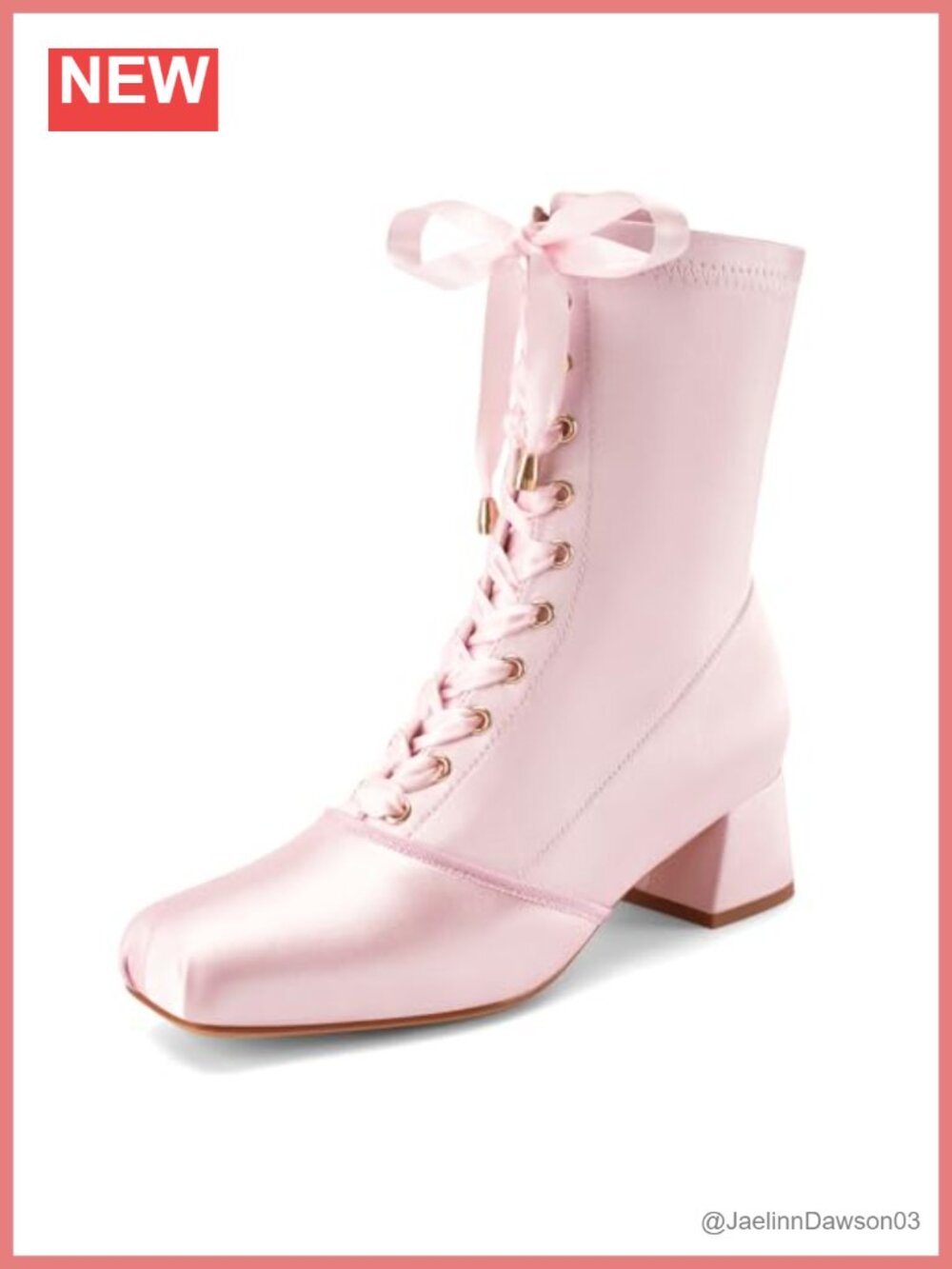 Ballet Satin Ankle Boots Square Toe Chunky Heel Lace-Up Booties